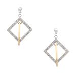 Intersecting Diamond Square Earrings in 14kt Two- Tone Gold