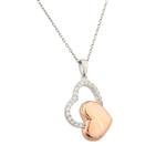 Forever Diamonds Joined Rose Hearts Pendant in Sterling Silver