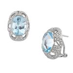 Light Blue Topaz Diamond Earrings in 18kt White Gold