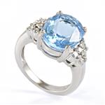 London Blue Topaz Diamond Ring in 14kt White Gold