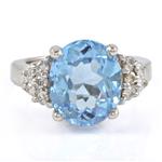 Forever Diamonds London Blue Topaz Diamond Ring in 14kt White Gold