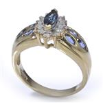 0.25ct TDW. Blue Sapphire in a Diamond Halo Ring in 10kt Gold