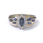 Forever Diamonds 0.25ct TDW. Blue Sapphire in a Diamond Halo Ring in 10kt Gold
