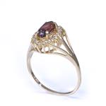 Garnet Gemstone Diamond Ring in 14kt Gold