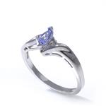 Marquise Cut Tanzanite Accent Diamonds 10kt White Gold Promise Ring