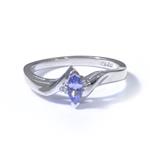 Marquise Cut Tanzanite Accent Diamonds 10kt White Gold Promise Ring