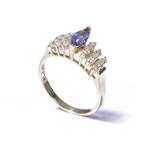 Marquise Cut Tanzanite Diamond 0.50ct TDW. 14kt Gold Ring