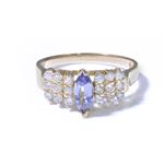 Marquise Cut Tanzanite Diamond 0.50ct TDW. 14kt Gold Ring