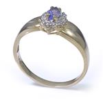 Marquise Cut Tanzanite in a Diamond Halo 14kt Gold Ring