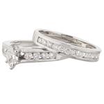 Forever Diamonds Marquise Shaped Diamond Bridal Engagement Ring Set in 14kt White Gold