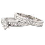 Marquise Shaped Diamond Bridal Engagement Ring Set in 14kt White Gold