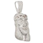 Medium Cubic Zirconia Head of Jesus Pendant in Sterling Silver