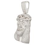 Medium Cubic Zirconia Head of Jesus Pendant in Sterling Silver