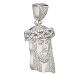 Medium Cubic Zirconia Head of Jesus Pendant in Sterling Silver