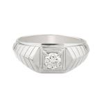 Men's Solitaire Diamond Ring in 14kt White Gold 