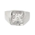 Men's Solitaire Diamond Ring in 14kt White Gold 