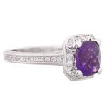 Natural Amethyst Diamond Ring in 18kt White Gold