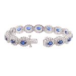 Natural Blue Sapphire and Diamond Bracelet in 14kt White Gold