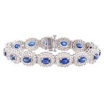 Natural Blue Sapphire and Diamond Bracelet in 14kt White Gold