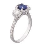 Natural Blue Sapphire Diamond Ring in 18kt White Gold