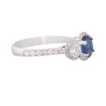 Natural Blue Sapphire Diamond Ring in 18kt White Gold