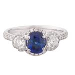 Natural Blue Sapphire Diamond Ring in 18kt White Gold