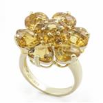 Natural Citrine Flower Ring in 14kt Gold