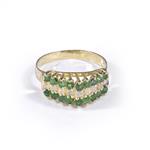 Natural Emeralds and Diamonds in 14kt Gold Ring