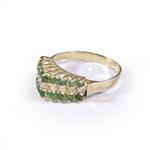 Natural Emeralds and Diamonds in 14kt Gold Ring