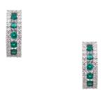 Natural Emerald and Diamond Hoop Earrings in 18kt White Gold
