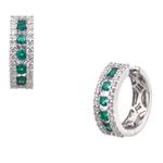 Forever Diamonds Natural Emerald and Diamond Hoop Earrings in 18kt White Gold