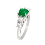Natural Emerald Diamond Ring in 14kt White Gold