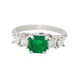 Natural Emerald Diamond Ring in 14kt White Gold