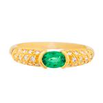 Natural Emerald Diamond Ring in 18kt Gold