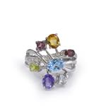 Natural Gemstone with Accent Diamonds 14kt White Gold Ring