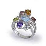 Natural Gemstone with Accent Diamonds 14kt White Gold Ring