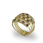 Natural Gemstone and Diamond Band in 18kt Gold