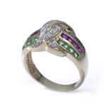 Natural Gemstone and Diamond Ring in 14kt Yellow Gold