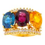 Natural Gemstone Diamond Ring in 18kt Gold