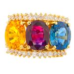 Natural Gemstone Diamond Ring in 18kt Gold