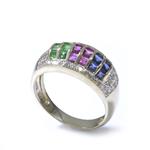 Natural Gemstone and Diamond Ring in 14kt Gold 