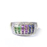 Natural Gemstone and Diamond Ring in 14kt Gold 