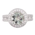 Natural Green Amethyst Diamond Ring in 18kt White Gold