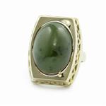 Natural Jade and Cat's Eye Flip Ring in 14kt Gold