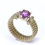 Natural Pink Sapphire Diamond Ring in 18kt Gold