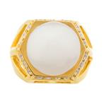 Natural Pearl Diamond Ring in 18kt Gold