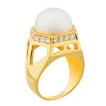 Natural Pearl Diamond Ring in 18kt Gold