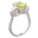 Natural Peridot Diamond Ring in 18kt White Gold