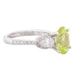 Natural Peridot Diamond Ring in 18kt White Gold