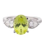 Natural Peridot Diamond Ring in 18kt White Gold